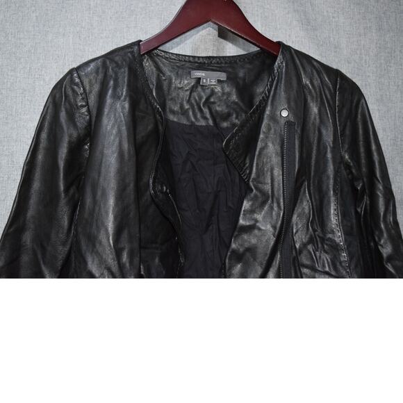 Vince 100% Leather Black Moto Jacket S - Picture 2 of 4